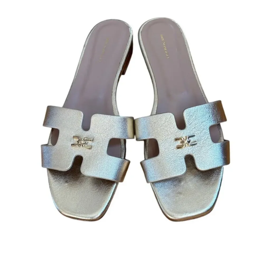 Bruno Magli single strap light gold comfort slide sandal size 7.5